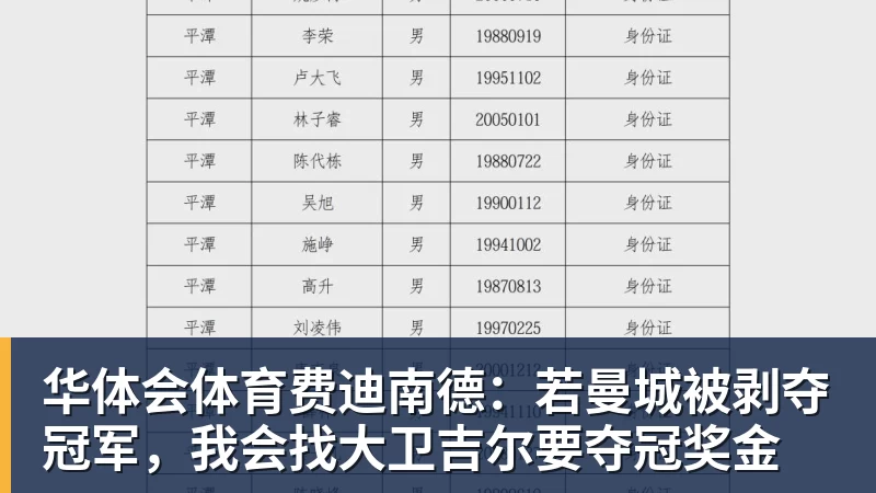 华体会体育费迪南德：若曼城被剥夺冠军，我会找大卫吉尔要夺冠奖金